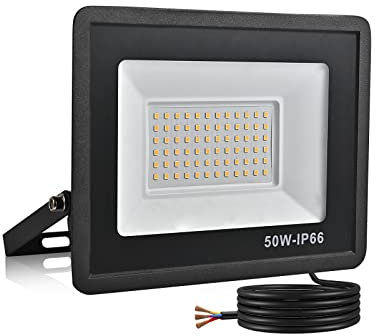 treoir Projecteur LED Exterieur,50W 5000LM Spot LED Extérieur,6000K Projecteur Exterieur Led,IP66 Etanche Eclairage de Sécurité pour Jardin,Garage,Cour,Parking (Blanc froid,50W)