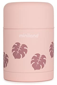 Miniland - Termo Bebé para Comidas 600ml de Acero Inoxidable, Cierre Hermético y Aislamiento de Doble Pared, Mantiene Temperatura más de 24h Frío y Calor (Leaves)