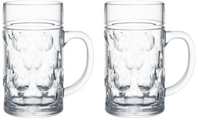 Kadum Vasos de cerveza irrompibles | 2 x jarras de cerveza de policarbonato | Jarra métrica de cerveza Oktoberfest | 2 vasos grandes de plástico (1300)