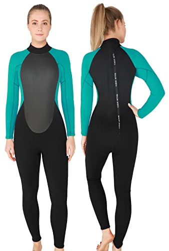 REALON Mens Womens Wetsuit 5/4mm Neoprene Scuba Diving Long Sleeve Back Zipper Thermal Wet Suits Cold Water Keep Warm