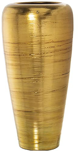 Jarron de Suelo de Ceramica en Dorado 40x93cm, Boca 25cm