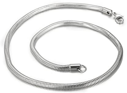 HIJONES Stainless Steel Snake Necklace for Men Women Silver 4mm 24 Inch