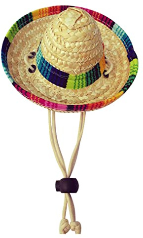 Sombrero mexicain - Mini paille sombrero - Chapeaux mexicains - fête - Bonnet pour animaux compagnie Cinco Mayo - Petits animaux compagnie, chats, chiens, décorations fête Lingjiong