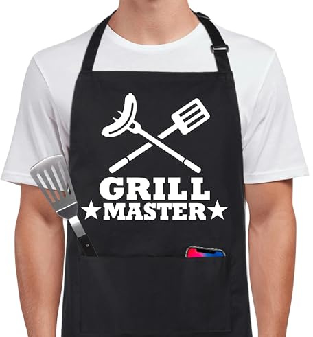 Xornis Funny Apron for Men Women 100% Cotton Grill Master Adjustable Bib Aprons with 2 Pockets Funny Gifts Grilling Grill Kitchen Cooking BBQ Black