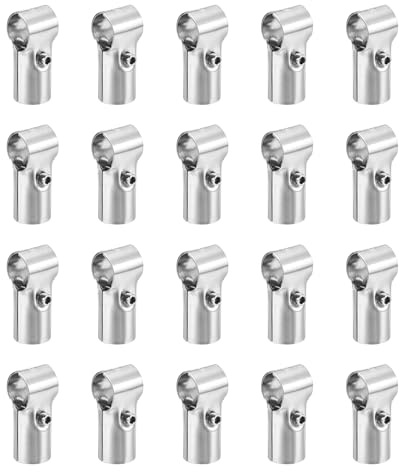 QUARKZMAN Strukturslangskontakt Kopplingsklämmor 180 Grader 2-vägs, 20 Set Klämmor Ändskenor Hörnkoppling Rostfritt stål för OD 1 tum (25 mm) Rör, Silver