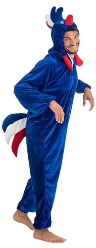 Chaks - Franska tuppdräkt, blå, vit och röd herrdräkt, trefärgad jumpsuit för VM, EM och offentliga återsändningar