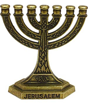 MOONDAME Candelabro tradicional judío de 7 ramas, templo de Jerusalén, 12 tribus de Israel Candelabro