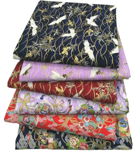 6 Stück/Set 48 x 48 cm Patchwork Stoffe Paket aus aus 100% Baumwolle Stoffbündel Nähen Stoffreste Baumwollstoff meterware Stoffpaket Quilten Stoff DIY Basteln Baumwolltuch Japanische Serie