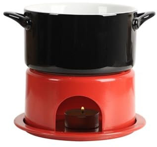 KANLVU 500ml Choklad-Fondue-Set Keramik Hem Chokladfondue Set Smör Ostfondue Set Med 4 Doppgafflar 4 Värmeljus(Black)