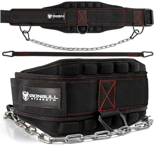 Advanced Dip Belt V2 – Heavy-Duty Weighted Belt with Reinforced Back, Chain & Nylon Strap – 3-Point Anchor D-Rings for Dips, Pull-Ups, Squats & More (Medium)