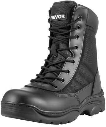 VEVOR Men's Military Tactical Boots, 203 mm Combat Hiking Work Boots, Lightweight & Breathable Side Zipper Mens Motorcycle Interceptor Trooper Boot, for Outdoor Security Mountaineering, UK Size 9