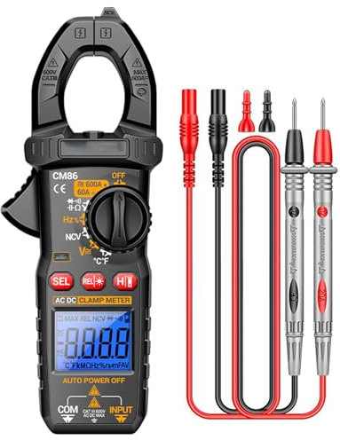 Besreey Pinza Amperometrica - Tester di Tensione | Multimetro Multifunzionale 6000 Conteggi con Torcia Integrata per Voltaggio AC/DC Capacità Resistenza Temperatura
