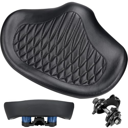KOOOGEAR Comfortable Oversized Bike Seat,Memory Foam Padded, Extra Wide Bicycle Saddle, Ergonomic Replacement Cushion for Men Women Fits for Peloton,Cruiser,Mountain,Road,Exercise Bikes (Black)