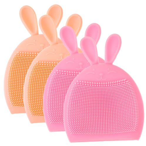 POPETPOP Brosse Nettoyante Visage en Silicone Lot de 4 Pièces Taille Standard Massage Exfoliant Peau Grasse Usage Domestique Couleur Aléatoire