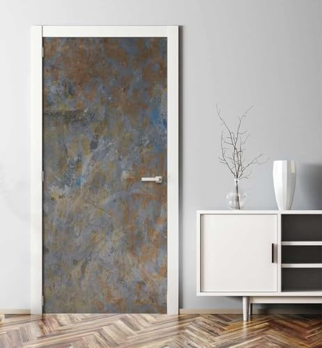 Pegatinas para Puertas de Hierro Oxidado Door Stickers 3D Adhesivo Vinilo Pegatina Puerta Metal Antiguo Murales Póster Decorativas de Pared Mural Papel Pintado 70x200 cm a/3349