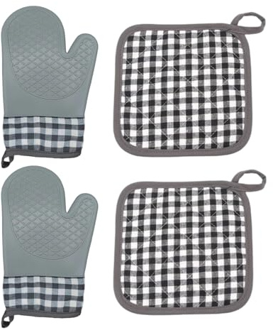 Adsfvs Guanti da forno resistenti | Guanti da cucina per cucinare, manico testurizzato antiscivolo per grigliate, forno a microonde, friggitrice ad aria calda