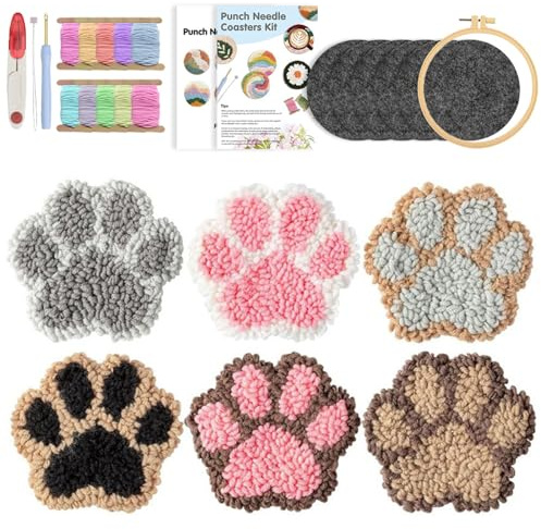 FARYODI Juego de manualidades de 39 piezas para posavasos bordados, juego de manualidades para principiantes, bordado simple, artesanía, posavasos bordados
