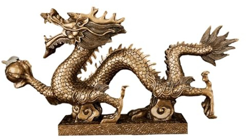 siduytin Livfullt detaljerad kinesisk nyårsdrakeskulptur i harts, robust och hållbar. Kinesisk Feng Shui-staty, drakefigur, skatter, prydnad