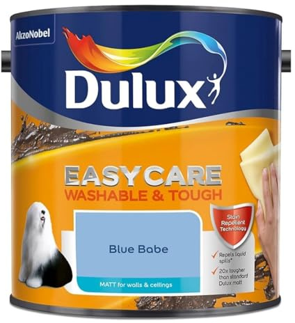 Blue Babe Dulux Easycare Matt Emulsion Paint 2.5L – Washable & Stain Resistant, Durable Matt Finish, Quick Dry, Low Odour Interior Wall & Ceiling Paint