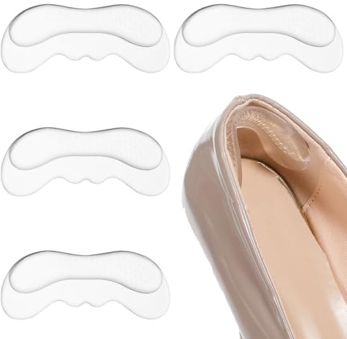 Sibba Heel Pads for Shoes 2 Pairs Anti-Slip Heel Grips Gel Liners Soft Highheel Comfort Pads Invisible Heels Protectors Self-Adhesive Back Cushion Inserts for Loose Shoes Stop Heels Pain Blisters