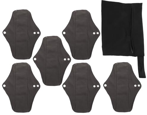 COHEALI Toallas Sanitarias Reutilizables M para Mujeres, Compresas Lavables de Algodón, Set de 6 Unidades Bolsa de Almacenamiento, Absorbentes y Transpirables para Uso Postparto
