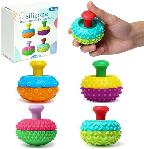 TonStyle Fidget Toys Sensory silikon tumvippor – 4 stycken, stressminskning, sensoriska leksaker, antistressleksaker för vuxna och barn, sensoriska leksaker för stress, ångest, ADHD och autism