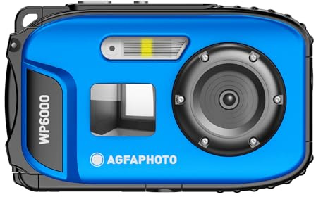 AGFA Photo Realishot WP6000 - vattentät digitalkamera, 3 m/10 ft, 18 MP, HD-video, 2,4 tum LCD-skärm, 16x digital zoom, autofokus, selfie-spegel, litiumbatteri - blå