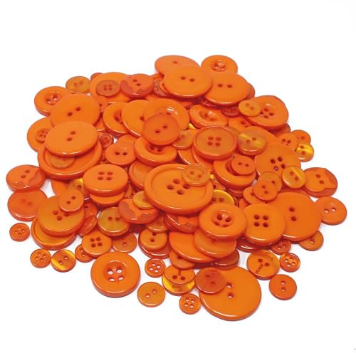 Wedding Touches Knöpfe, 100 Gramm, Beutel mit gemischten Knöpfen aus Acryl und Harz, für Karten und Verzierungen, Orangefarben