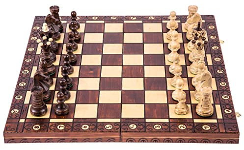 Square - Schach Schachspiel AMBASADOR - Schachfiguren & Schachbrett aus Holz - 52 x 52 cm