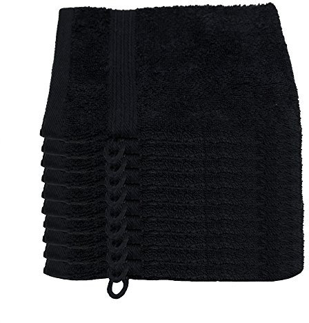 Julie Julsen 10er Pack Waschlappen 23 Farben erhältlich weich und saugstark 500gsm Öko Tex Schwarz 15 x 21 cm