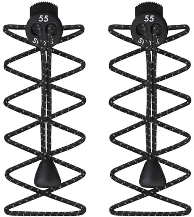 55 Sport Elastische Schnellverschluss Schnürsenkel Schuhband für Laufen und Triathlon, schwarz / weiß, Einheitsgröße
