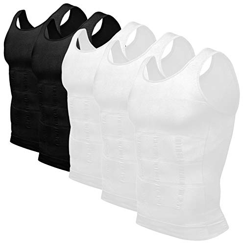 Odoland Slimming Vest Mens 5 Pack Compression Vest Body Shaper Men Shapewear Compression Shirt Masculine Undershirt Tank Tops