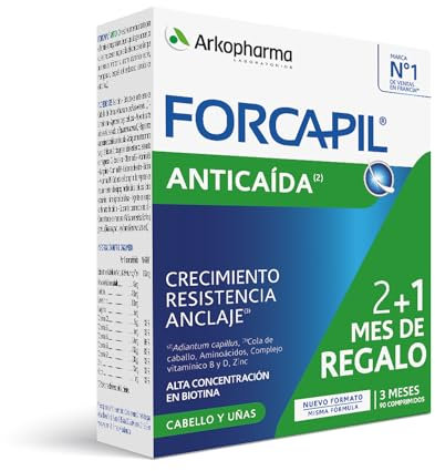Arkopharma Forcapil Anticaída Pack Tratamiento 3 Meses, Ayuda a Reducir Caída del Cabello, Crecimiento, Resistencia Anclaje, Alta Concentración en Biotina, Complemento Alimenticio