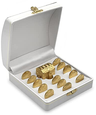 Genérico NH 24K Gold Plated Wedding Unity Coins with Decorative Display Case, Treasure Box, Classic Arras Ceremony Souvenirs, Beautiful Gift Set Marriage Matrimoniales Boda