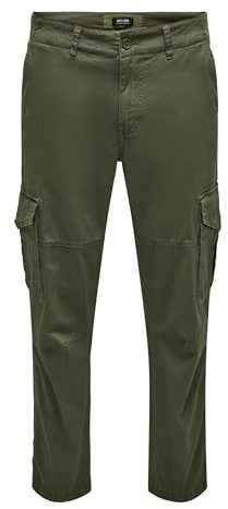 Only & Sons Pantalón para Hombre Onsdean Life Tap Cargo 0032 Pant Noos Olive Night, 28/30, Noche de Oliva, 28W x 30L