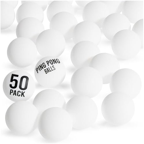D-Xam 50 Pack White Ping Pong Balls 1 Star 40mm Official Size + Weight Professional ABS Table Tennis Ball for Training & Practice - Durable High Performance
