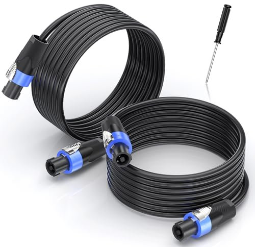 Jumwa 1M 2pack Cavo Speakon per Altoparlante Cavi per Casse 12 Guage Cavo con Twist Lock per Amplificatore Audioper DJ/PA l'audio Pesante