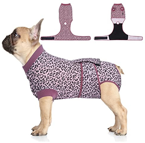Jiupety Hunde-Genesungsanzug, verstellbar, Hundebody für Bauchwunde nach Operationen, Ersatz für E-Halsband, Größe M, Anti-Lecken, chirurgischer Einteiler, rosa Leopard