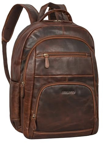 STILORD 'Pierre' Leder Business Rucksack Damen und Herren Arbeitsrucksack groß Laptop Rucksack 15,6 Zoll Handgepäck Rucksack mit vielen Fächern, Farbe:florida - braun