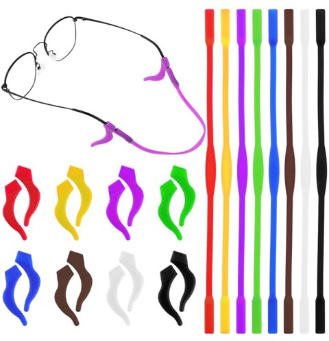 Qianyu 7 Stück Sport Brillenbänder für Kinder mit 8 Paar Brillen Ohrhaken Halterung Silikon Weiche Elastischer Anti Rutsch Sport Kleinkind Herren Frauen Damen