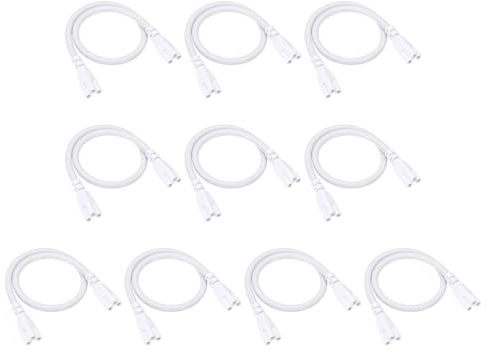 PATIKIL 0,4 M / 1,3 Ft Fil de Connexion de Lanterne LED T5 T8, 10Pack Connecteur de Câble à Double Extrémité à 3 Broches pour Tubes Intégrés LED, Blanc