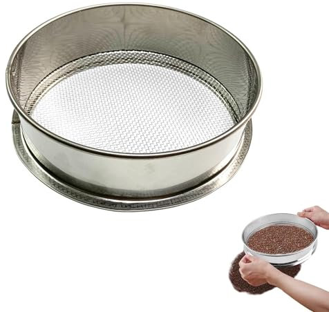TTXSDYD Garden Sieve for Soil and Stones, 20/30Cm Round Gardening Sieves, Stainless Steel Garden Riddle Fine Mesh Soil Sieve, Garden Sieve Mesh Soil Sift Compost Seed Tray Gardening Tool (20CM)
