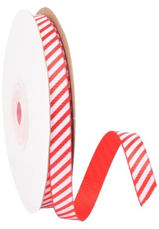 Bohue Jul pepparmynta rand band polkagrisband trådbundet kantband rött vitt julband gör-det-själv hantverk dekoration för presentförpackning julgran (20 m)