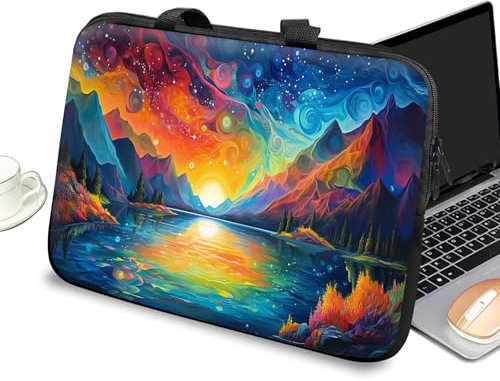 Custodia universale per computer portatile da 10 pollici, con manico e cerniera, borsa messenger per tablet da 7-10 pollici, per iPad/Notebook/eBook/lettori, paesaggi
