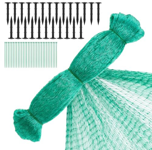 Coolty Green Garden Filet anti-oiseaux pour protéger les étangs fruitiers et légumes avec 100 piquets et 100 attaches 4 x 10 m