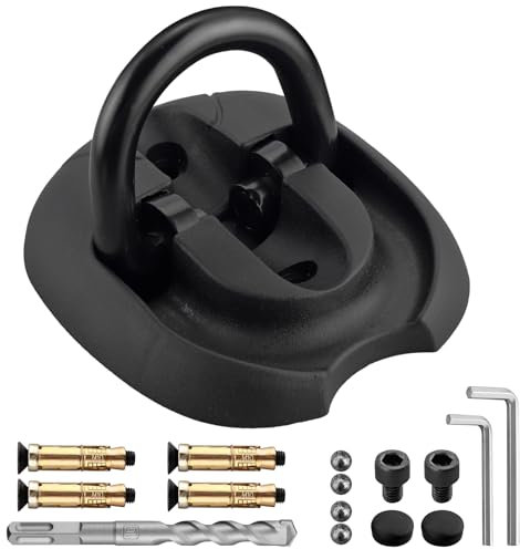 EYPINS Bodenanker, Befestigungsanker Bügelstärke Ø 14mm, Wandanker sicher und stabil für Fahrrad, Motorrad, Boot, legierter Stahl Ankerplatte mit SDS Bohrer Ø16mm Befestigungsmaterial | Schwarz