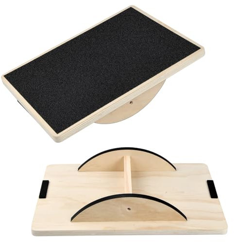 Focenat Tablero de Equilibrio de Madera 40*30cm, Entrenadores de Equilibrio, Tablas de Equilibrio Fitness, Tabla de Equilibrio Antideslizante, Wood Balance Board, Placa de Balanceo Niños Unisex-Adult