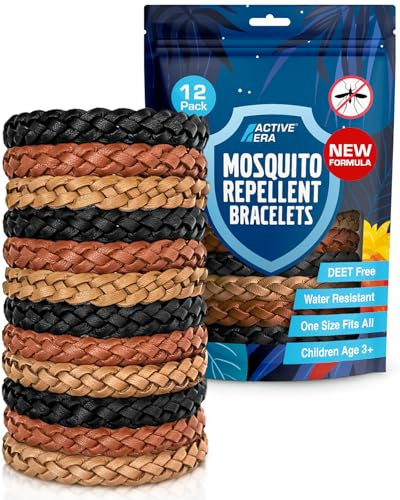 Active Era Mosquito Repellent Bracelet [12 Pack], Insect Midge & Mosquito Bands - Powerful DEET Free Formula - Waterproof with 250 Hours / 10 Days of Protection (Assorted Brown and Black - 12 Pack)