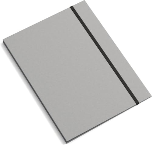 BIGSO PAULINA Carpeta A4 con banda elástica – Carpeta para documentos, archivos, documentos, etc. – Carpeta de cartón y papel – Gris