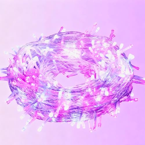 Avoalre LED Christmas String Lights, Pink/Cool White, 40M 400LEDs | Plug in, 8 Mode, IP44 Waterproof Fairy Lights for Home Garden Patio Chirstmas Tree Xmas Wedding Decoration